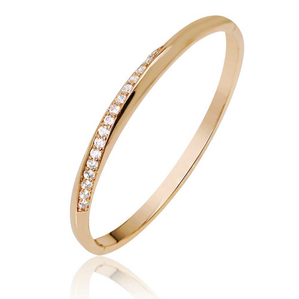 

Mxgxfam Fashion Bangle Bracelet Jewelry for Women Gold Color 18 k Aaa+ Artificial Zircon No Skin Allergy Nickel Free Q0719