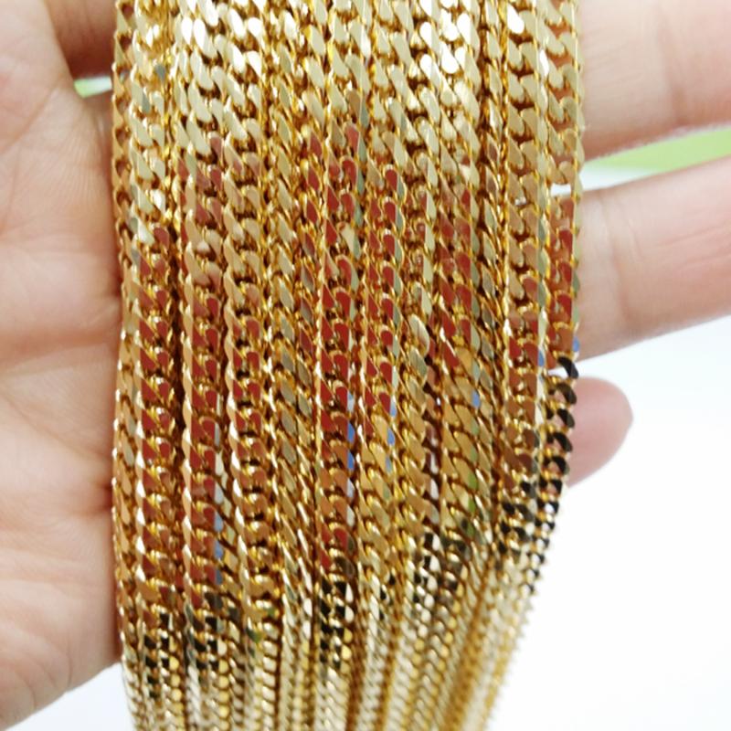 

Wholesale Jewelry 5/10/20pcs/lot Top Selling 4mm Gold Tone 316L Stainless Steel Cuban Curb Link Chain Necklaces 16-40inch Chains