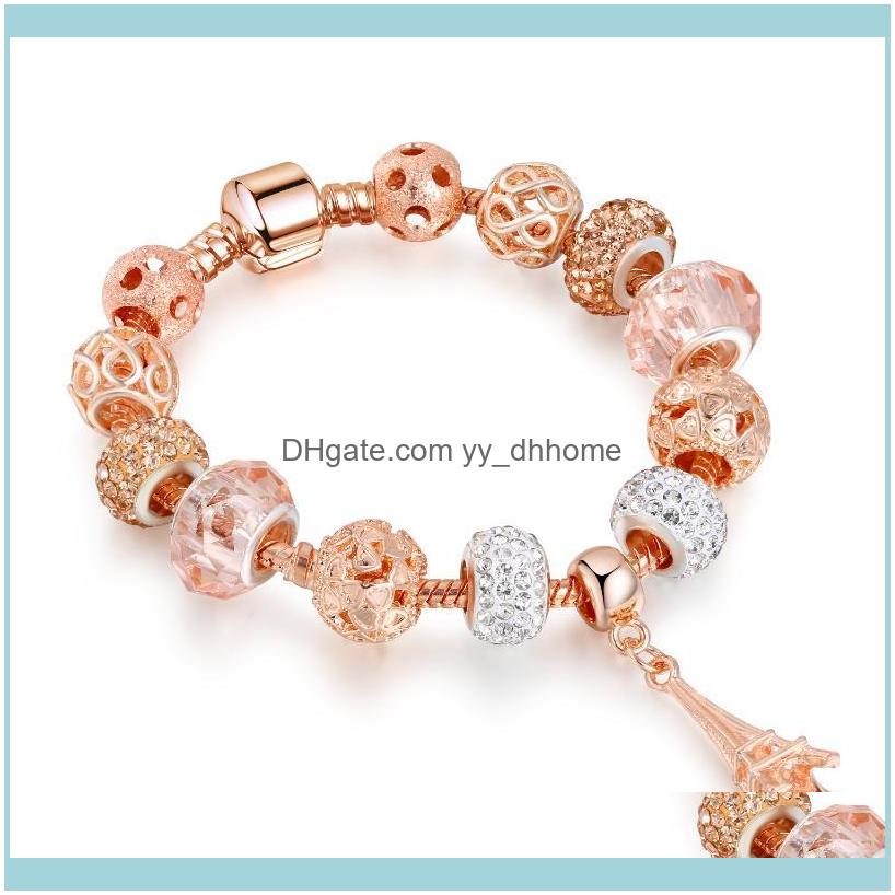 

Bracelets Jewelry-Style Rose Gold Crystal Glass Beaded Iron Tower Bracelet Cute Robot Love Pendant Ladies Gift Charm Jewelry Making Beaded,