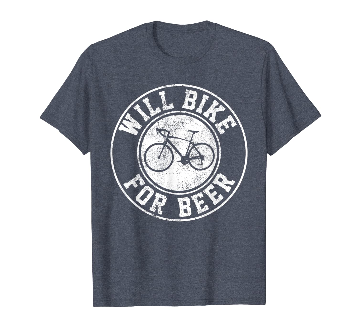 

will bike for beer - cycling road bike funny cyclist gift t-shirt, White;black