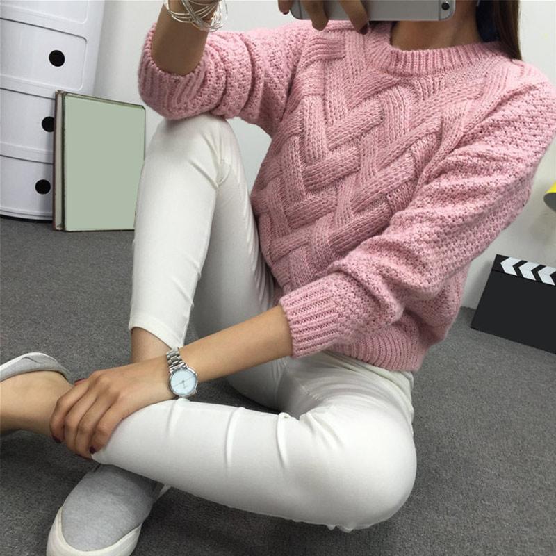 

Women's Sweaters Winter O-neck Sweater Jersey Woman Mohair Knitted Twisted Thick Warm Lady's Pullover 2021 College Jumper Women Pink Gray, Beige