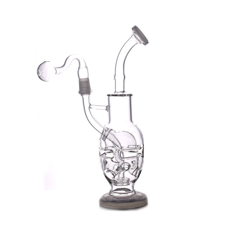 

10.5 Inch Tall Glass EGG FAB Bong Hookahs Oil Rig Dab Rigs Recycler Water pipe honeycomb beaker bong 14.4mm joint with glass banger oil nail
