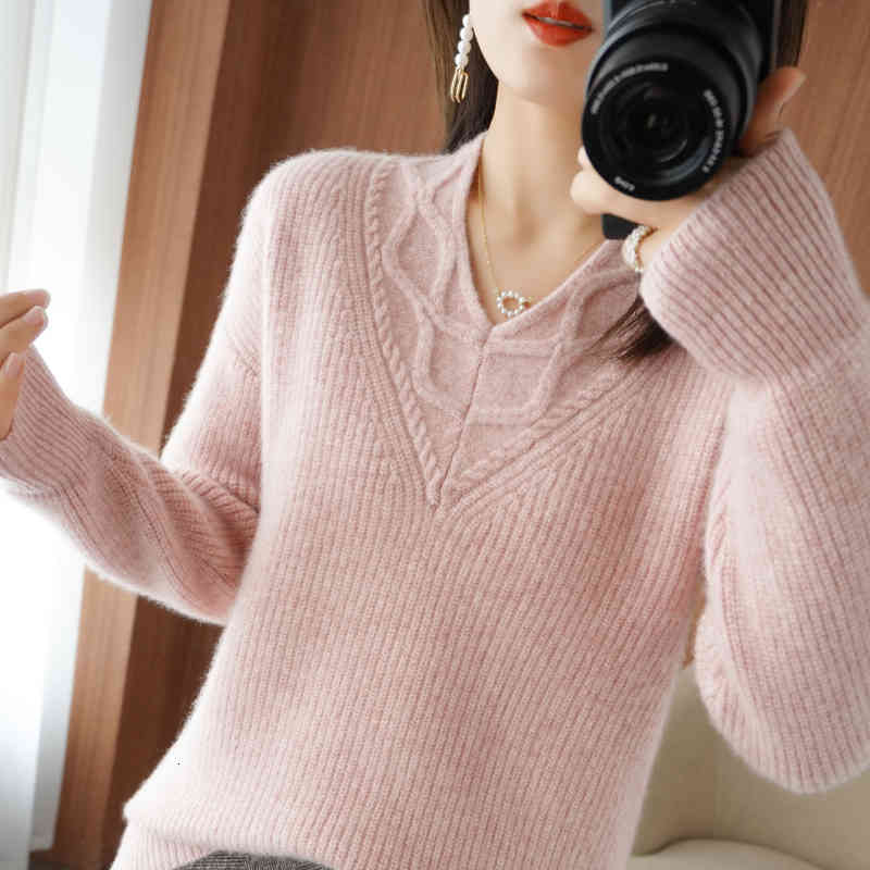 

women's sweaters loose sweater with v-neck for women, cashmere wool autumn and winter y32c, White;black