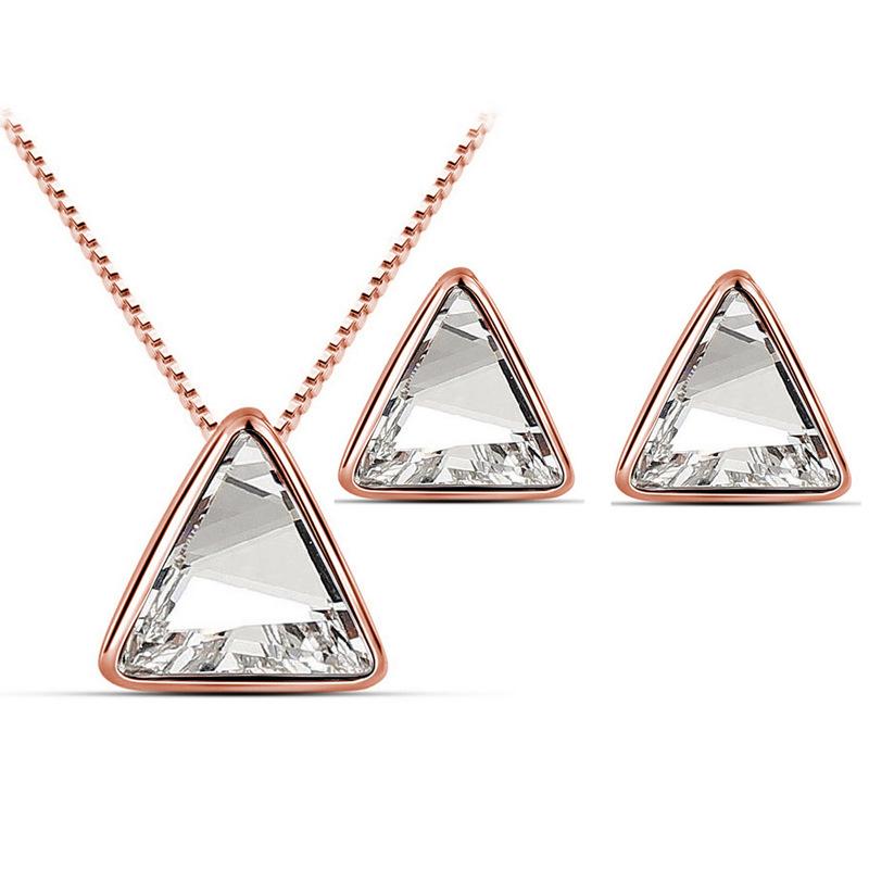 

Earrings & Necklace Fashion Crystal Jewelry Sets Korean Charms Triangle Jewellry Wholesale _ On The Roof Of Secret, Silver