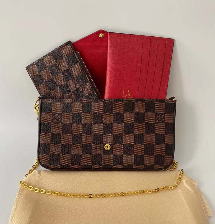 

Designer Handbags Shoulder Bag Totes Top 3pcs set Pochette Accessories Brown Flower Messenger Chain Strap Cross Body Ladies Flap Purse Clutch With Dust bags