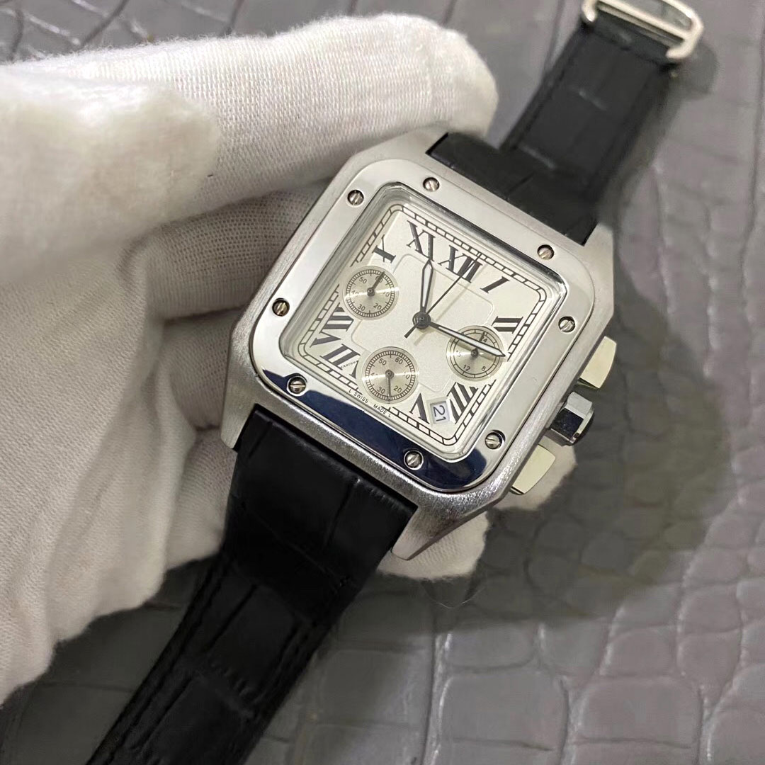 

Top Mens Watches Japan Vk Quartz Movement Chronograph Watch Suddial Work Leather Strap Original Clasp Waterproof Wristwatch Analog Fashion Clock Montre De Luxe