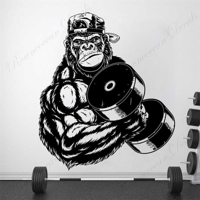 

Gorilla Bodybuilder Gym Fitness Wall Decals Show Strong Strength Sticker Vinyl Home Decor Interior Design Mural Removable 63 211217