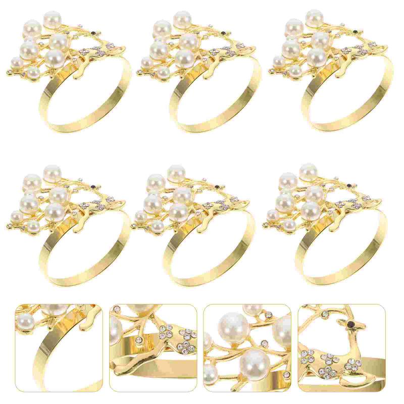 

Napkin Rings 6Pcs Deer Shape Circles Holder For Christmas Table Settings (Golden)