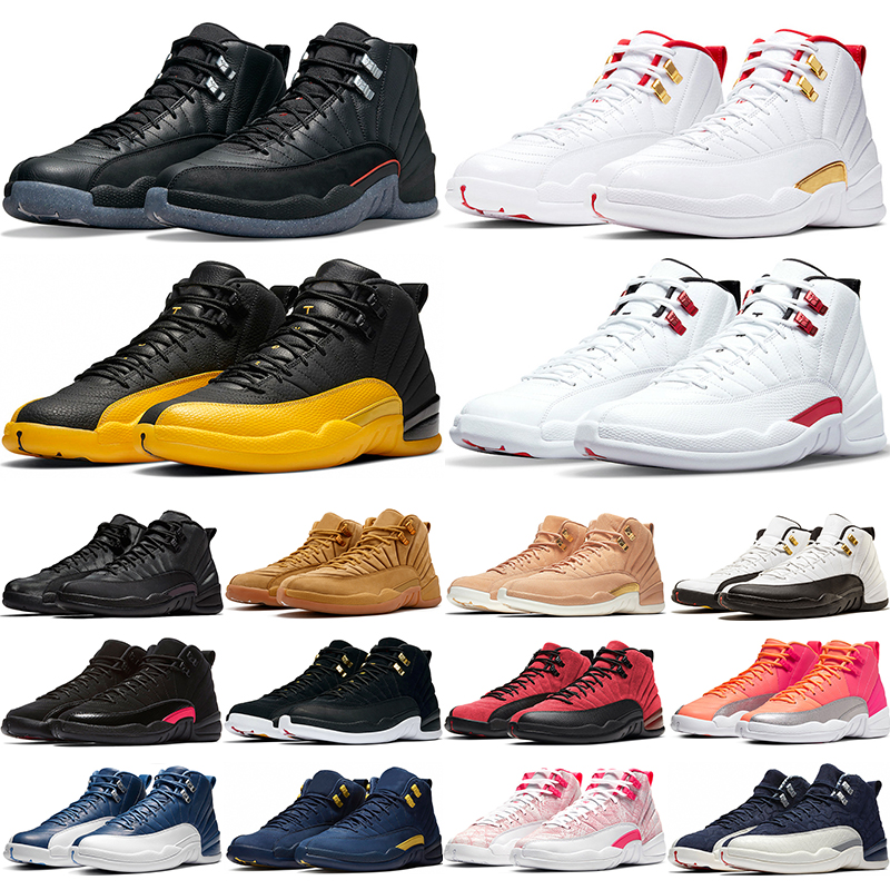 

12 12s jumpman trainers shoes University Gold Twist Utility Reverse Taxi Michigan Indigo Dark Concord Cherry Desert Sand Gym Red sports sneakers, Rush pink