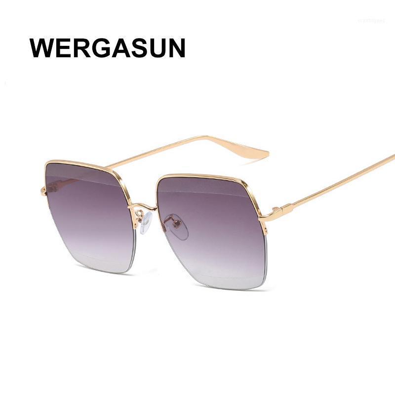 

Sunglasses WERGASUN Oversize Square Women Metal Sun Glasses Driving Superstar Designer Female Shades UV4001