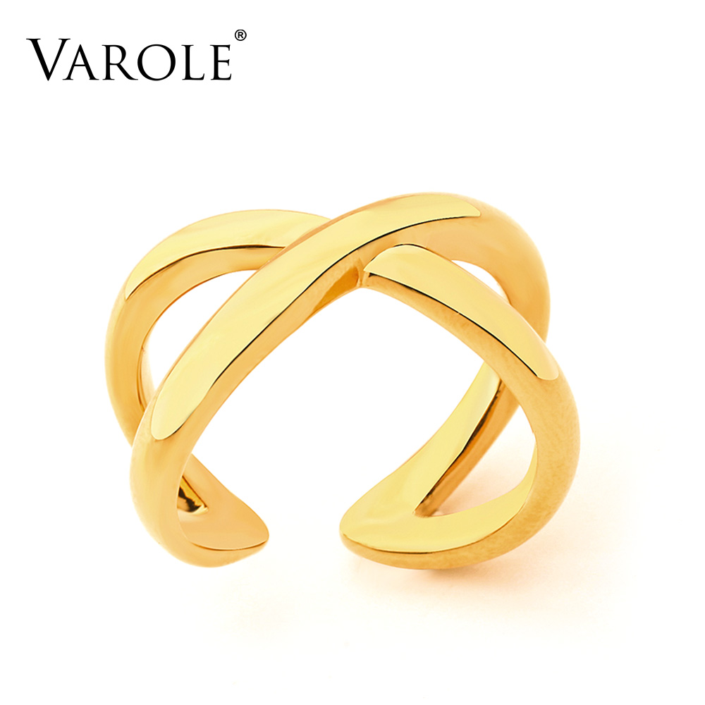 

VAROLE Cross Line Rings For Women Gold Color Simple Ring Fashion Jewelry Party Bague Femme Accessories Anillos Mujer