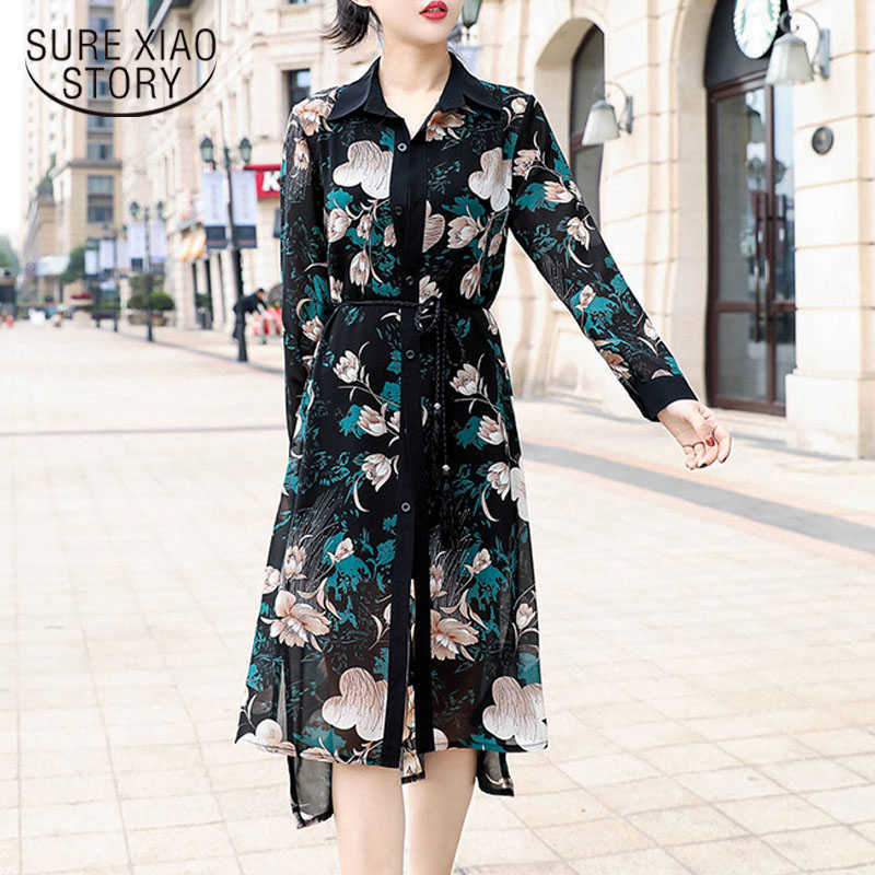 

Summer Super Thin Floral Chiffon Cardigan Sun Protection Women Long Blouses Half Sleeve Loose Flower Print Blouse Shirts 9121 50 210527, Red flower