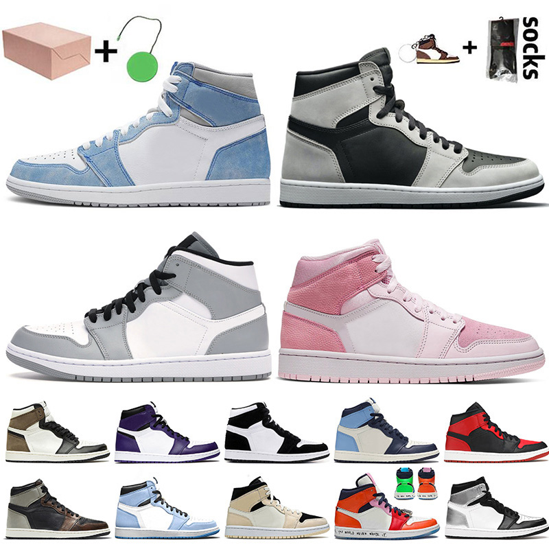 

With Box Top Quality Jumpman 1 Women Mens Basketball Shoes 1s High OG Hyper Royal Retro Shadow Light Smoke Grey Digtal Pink Sneakers, Item19 chicago 36-46
