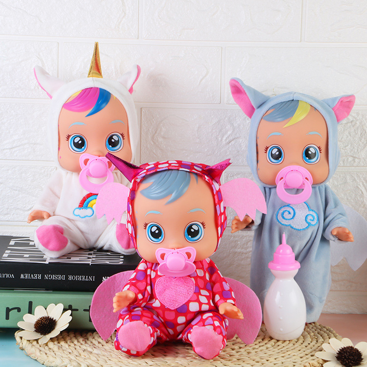 

3D Cry Dolls Sick Electric Doll Toys Cry Tears Simulation Babies With Bottle Dolls Magic Tears Doll Kids Gits