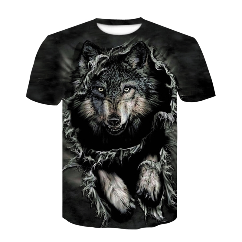 

2021 Wolf Printed T shirts Men 3d Animal Print T-shirts Tops Short Sleeve O-Neck Fashion Black Harajuku Oversized T-shirt, Cbt-423
