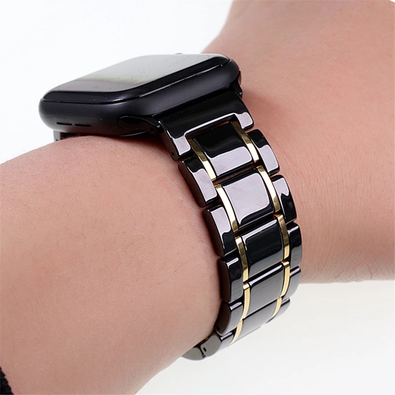 

Luxury Ceramic Strap for Apple Watch Ultra 49mm Band 41mm 45mm 42mm 38mm replace stainless steel watchband iWatch Series 8 7 6 SE 5 4 3 2 1 44mm 40mm Bracelet Wrist Bands