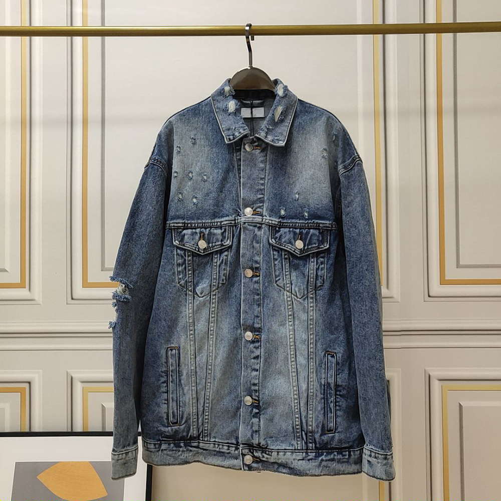 

2021 mens and women's jackets cotton distressed worn-out bomber denim jacket high-quality designer tops pilot, Yellow