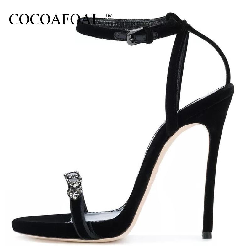 

Women Rhinestone Sandals Plus Size 33 43 Heel Height Gladiator Crystal Party Wedding Open Toe Heels Shoes 2021, Black
