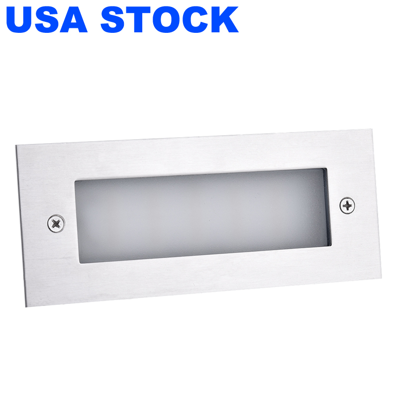 

120V LED Step Light Indoor Outdoor Street Lights with Junction Box IP65 Waterproof 3000K Warm White 7W Wall Mount Rectangle Staircase Lamps for Pathway Driveway
