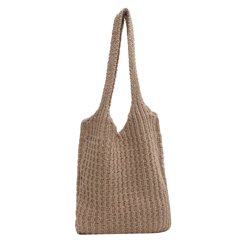 

DHL50pcs Shopping Bags Women Wool Knitted Plain Open Handbag Mix Color, Khaki