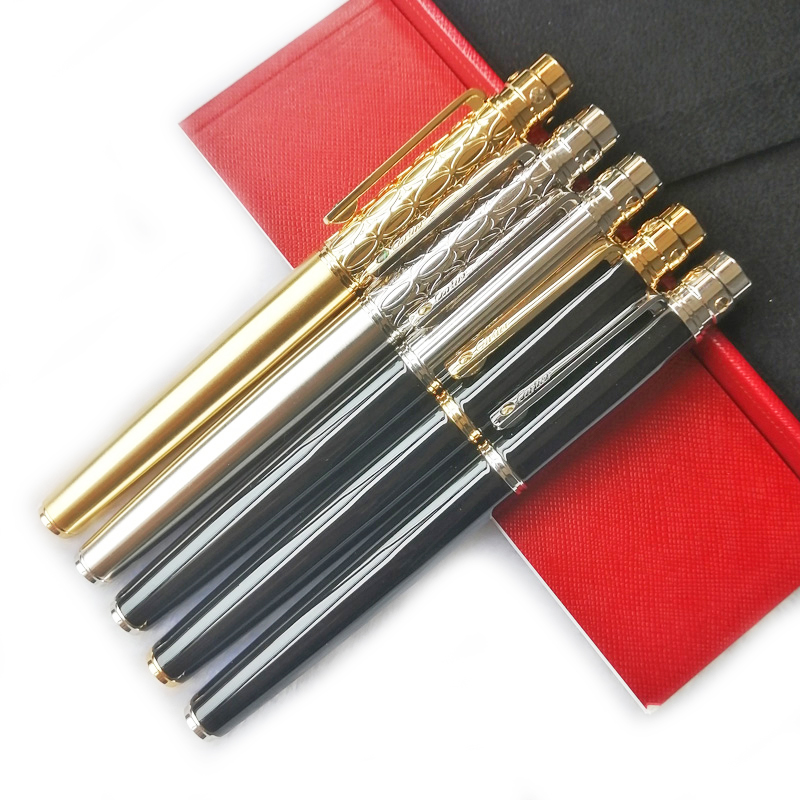 

Quality Classic matte metal Barrel Roller Ball Pen Golden/Silver Clip with Serial Number Writing Smooth Luxury stationery+Gift Refills+Gift