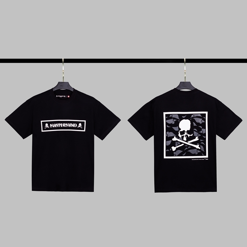 

Mhak x mastermind Japan MMJ exclusive Black Loose summer men's and women's Short Sleeve T-Shirt, White;black
