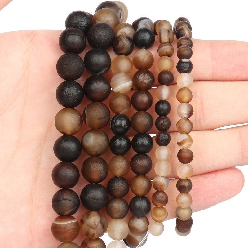 

Other 6/8/10mm Natural Stones Beads Coffee Gobi Agate Round Onyx Loose Spacer For Jewelry Making DIY Bracelet Accessories 15inch