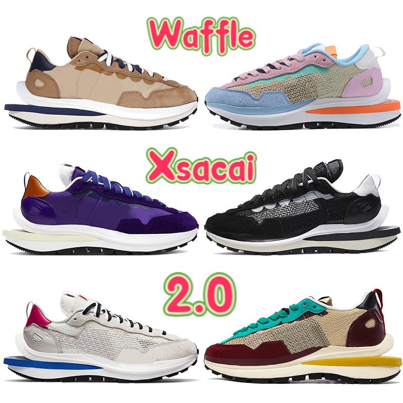 

2021 New mens Running Shoes waffle xsacai 2.0 Sport Fuchsia Game Royal noir pastel sesame blue void dark iris men women deaigner sneakers, 15 triple black