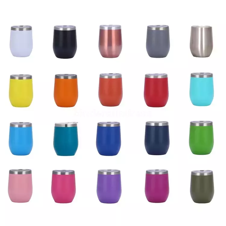 

12oz Stainless Steel Water Mug Wine glass Powder Coated Coffee Mugs Double Layer Insulated Beer Cup Drinkware C0216, Multi-color