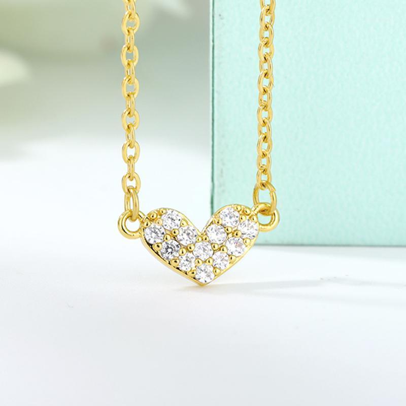 

Zircon Love Heart Necklace For Women Girl Gold Chain Choker Female Neck Pendant Necklaces Fashion Jewelry Gift 2021 Bijoux Femme Chains
