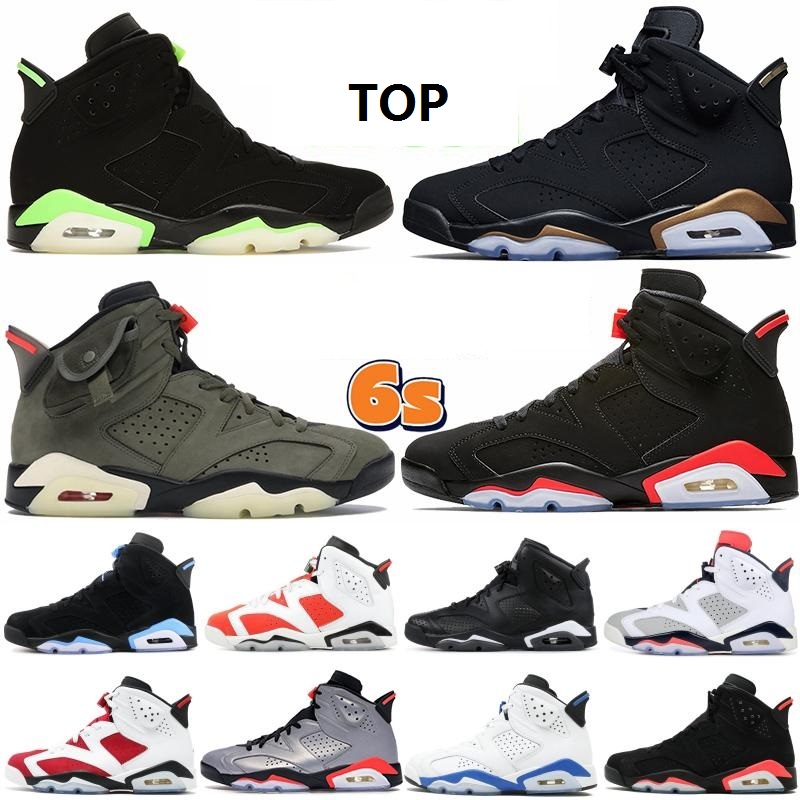 

TOP new Travis Scotts X 6 Medium Olive 6s Men Basketball shoes Tinker Black Infrared Cactus Jack Sport Blue Oregon Mens sports sneakers, Box