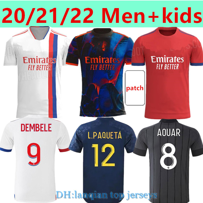 

Men+kids 21 22 Olympique Lyonnais four kit soccer jerseys 2021 2022 Lyon home away Jersey de foot OL TRAORE MEMPHIS AOUAR FEKIR red thailand football shirts, 20/21 home