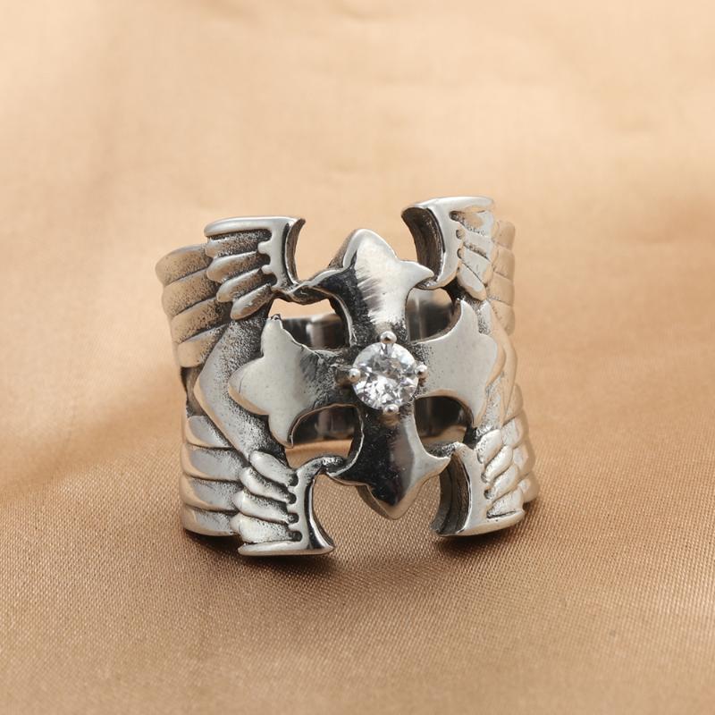 

Wedding Rings Fashion Jewelry Stainless Steel Cross Ring Men Trendy Simple Punk Gift 29013