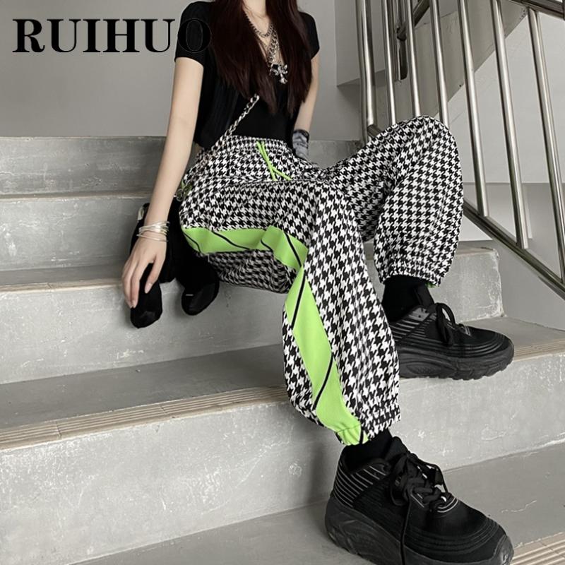 

Men's Pants RUIHUO 2021 Patchwork Casual Men Trousers Joggers Sweatpants Hip Hop Streetwear Male Plus Size M-2XL, Black