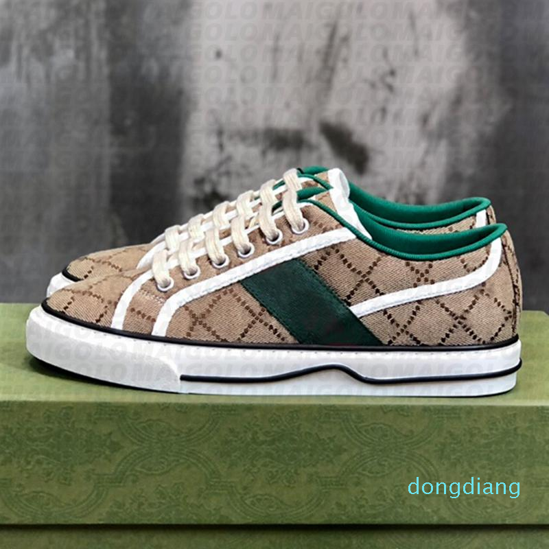 

Tennis 1977 Canvas Casual shoes Luxurys Designers Womens Shoe Italy Green And Red Web Stripe Rubber Sole Stretch Cotton Low Top Mens Sneaker, Black