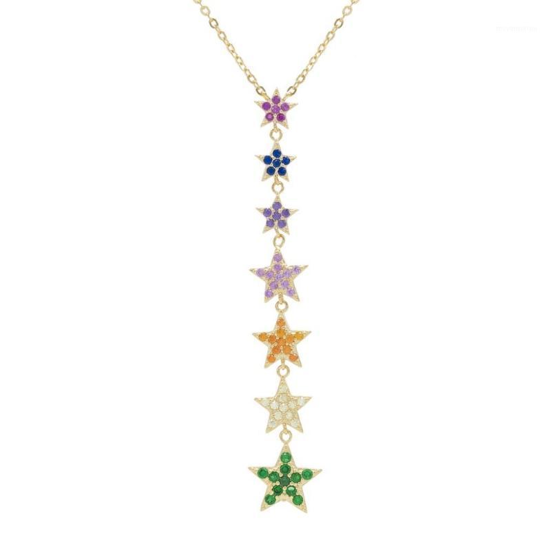 

Chains 2021 Arrived Colorful Star Long Pendant Necklaces Lady Vintage Gold Color Necklace Y Statement Jewelry