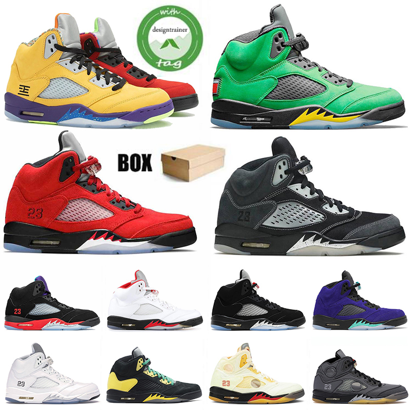 

With Box 2021 Raging Bull Basketball Shoes Jumpman 5 5s SE Oregon White Off Sail Stealth 2.0 Men Black Muslin Alternate Grape Trainers Sneakers, #a1 anthracite