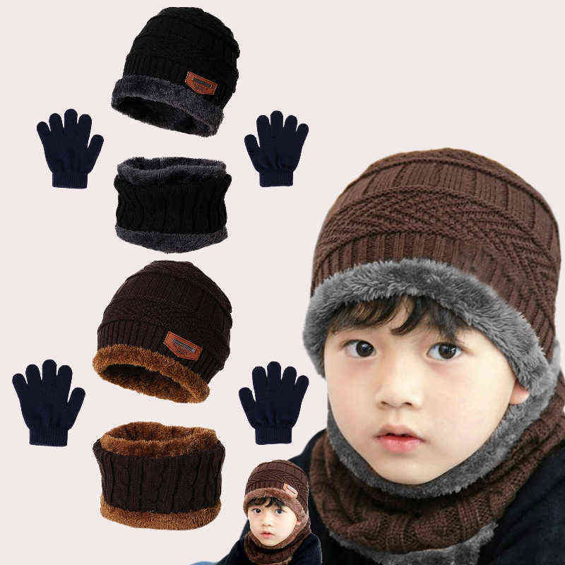 

New 3pcs Arrivals Toddler Kids Baby Boy Girl Pompom Hat Winter Warm Knit Crochet Beanie Cap Scarf Glove Children's Sets