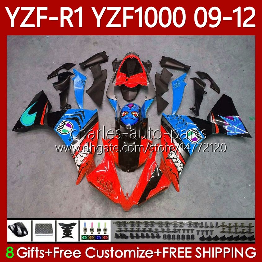 

OEM MOTO Body For YAMAHA YZF-R1 YZF1000 YZF 1000 CC R 1 2009-2012 Bodywork 92No.132 1000CC YZF R1 YZFR1 09 10 11 12 YZF-1000 2009 2010 2011 2012 Fairings Kit shark red blk, No. 1