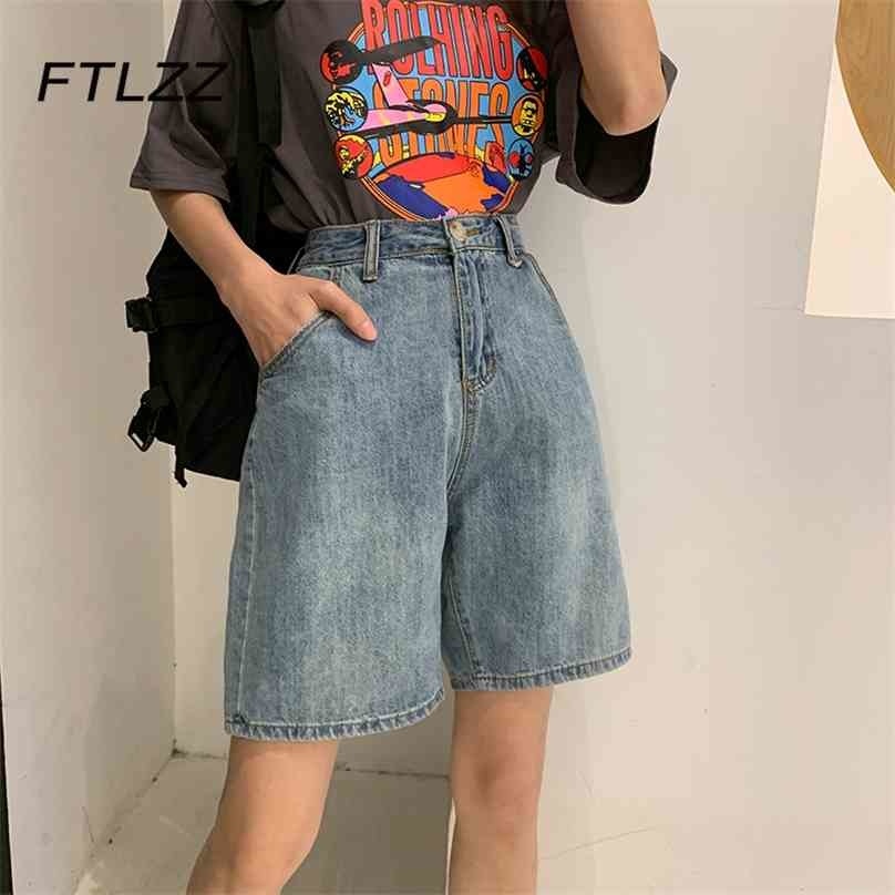 

Summer Baggy Blue Denim Pants Women Vintage High Waist Wide Leg Jeans Woman Streetwear Csaual Short 210525