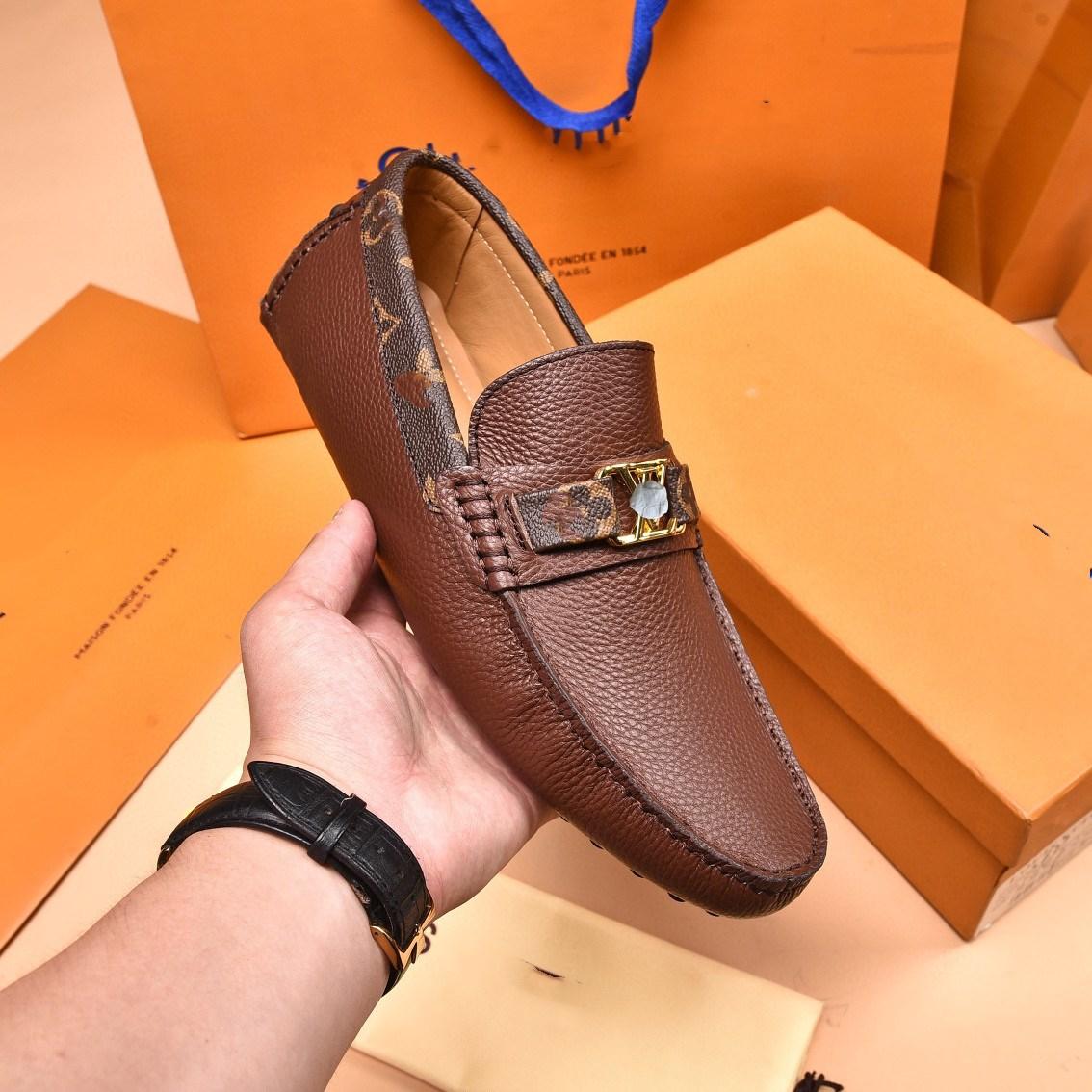 

MM 2021 Luxury Brands Penny Loafers men Casual shoes Slip on Leather Dress shoe big size 38-46 Brogue Carving loafer Driving party 11, #04