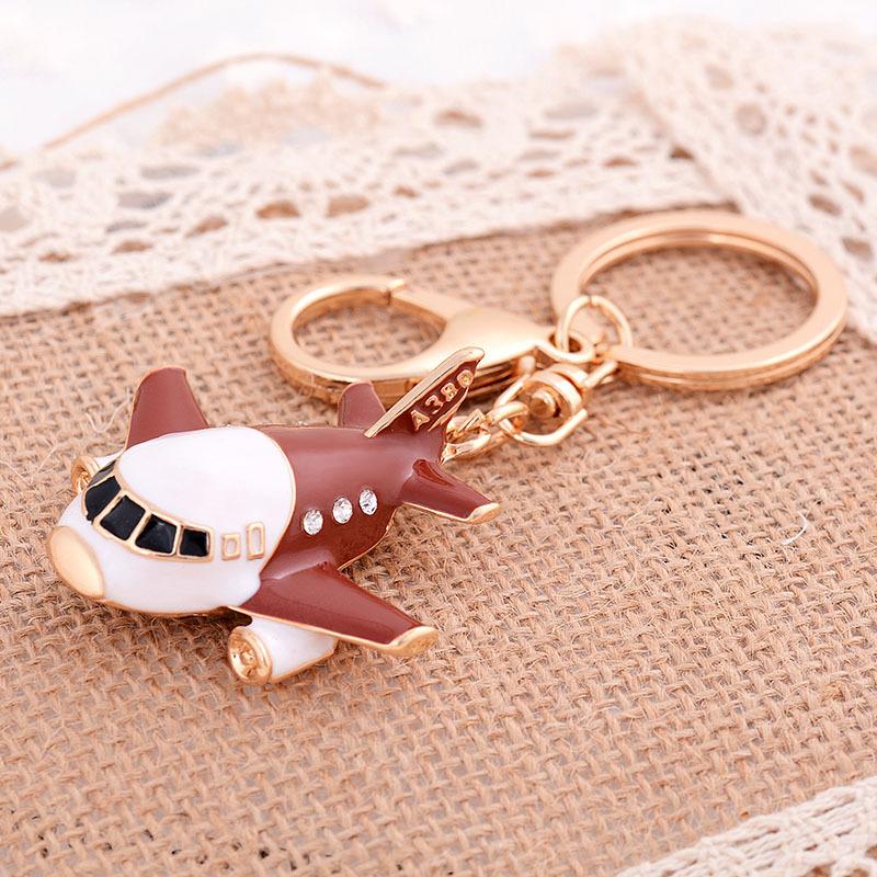 

Keychains Crystal 3D Model Airplane Key Chain Holder Rhinestone Plane Aircraft Keychain Car Llaveros Purse Bag Pendant Ring