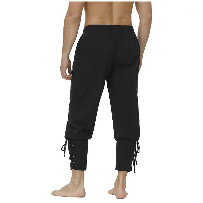 

Men's Pants Ankle Banded Cuff Costume With Drawstrings Solid, Black