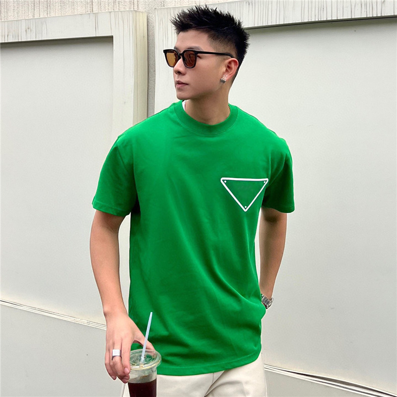 

Triangle Badge T Shirts Tees For Men and Women Summer Short Sleeve Lovers Tshirts Brands Mens Tops Clothing, White
