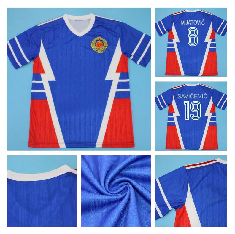 

1990 1991 Yugoslavia retro Soccer Jersey World Cup #8 Mijatovic #19 Savicevic Vintage Classic 90 91 Football Shirts thai quality -2XL