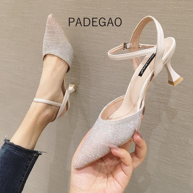 

Women Sandals Silver Elegant High-heeled Shallow Sexy Party Bling Fashion Women's, Black