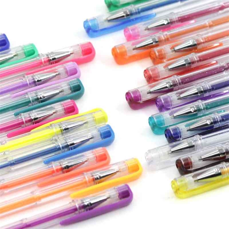 

100 Colors Gel Pens Colorful Glitter Pen Art Highlighter Pens For Diarys Drawing Doodling Kid Gifts School Stationery Supplies 210330