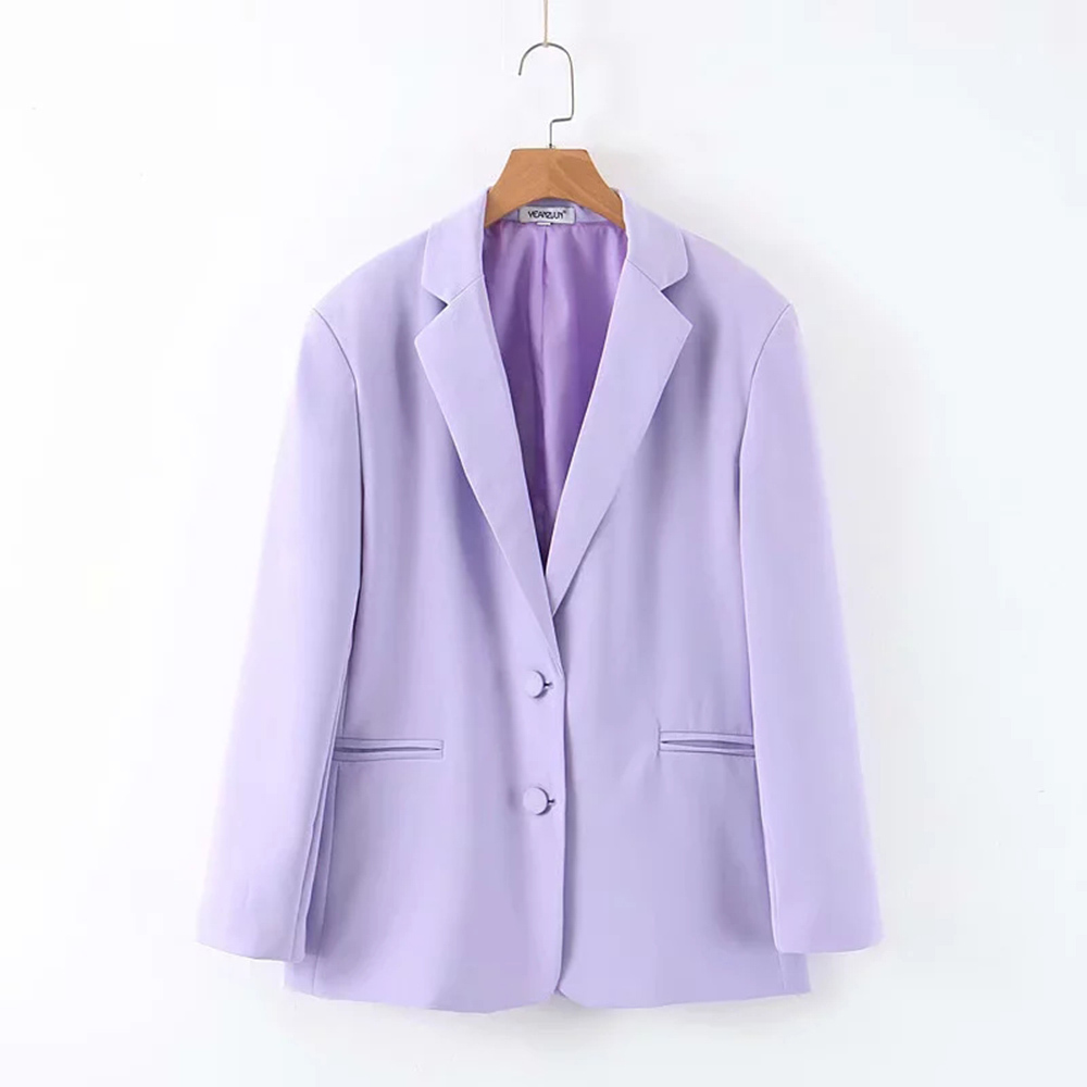 

BBWM Vintage Elegant Women Taro Purple jacket Fashion Female Work Suit Turn-Down Single-Breasted Coat Chic Top Casual Casaco 210520