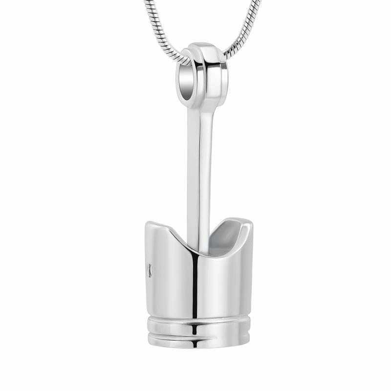 

Cremation Jewelry Motor Piston Urn Necklace For Ashes Men Keepsake Memorial Human/Pet Pendant Necklaces, Silver
