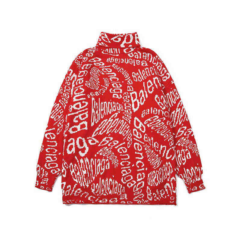 

designer sweaters balencaigass Paris classic jacquard letter round neck knitted star autumn and winter sweater 21s, Red